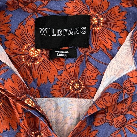 Wildfang The Empower Shirt Dress Women's LARGE Floral Blue Orange - Picture 2 of 5